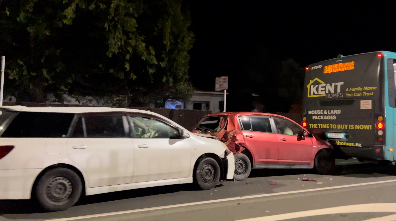 Bus involved in three vehicle crash in Riccarton