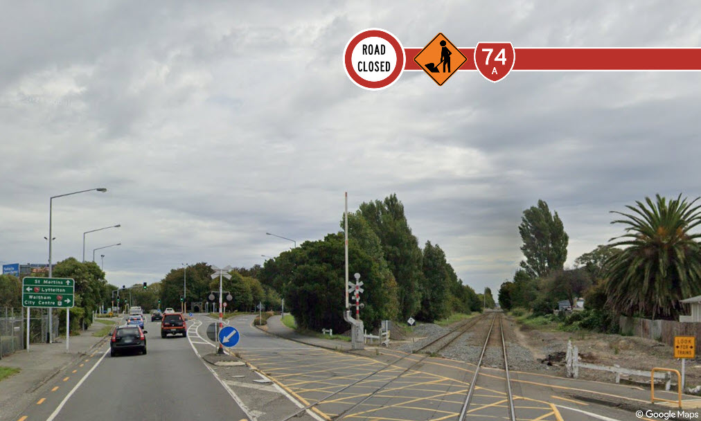 Overnight closure of SH74A in Woolston for level crossing works