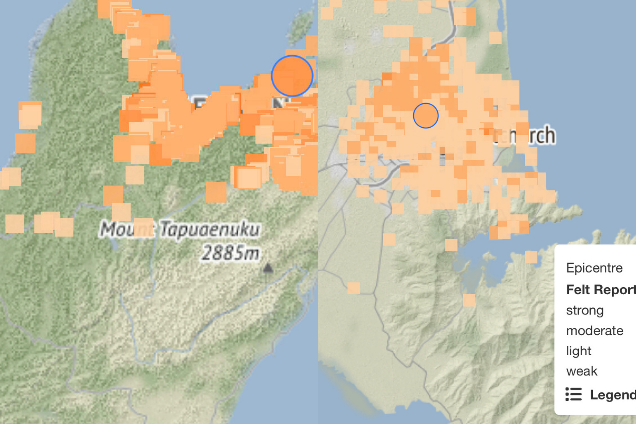 Two South Island quakes on Saturday night