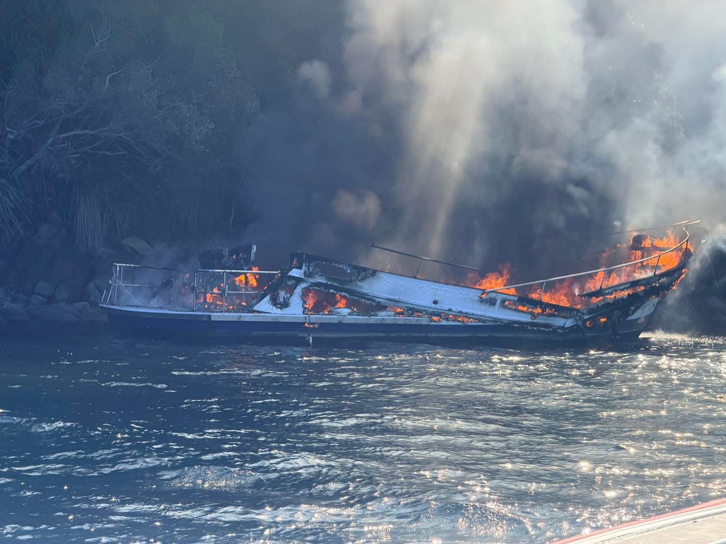 Boat destroyed by fire in Marlborough Sounds