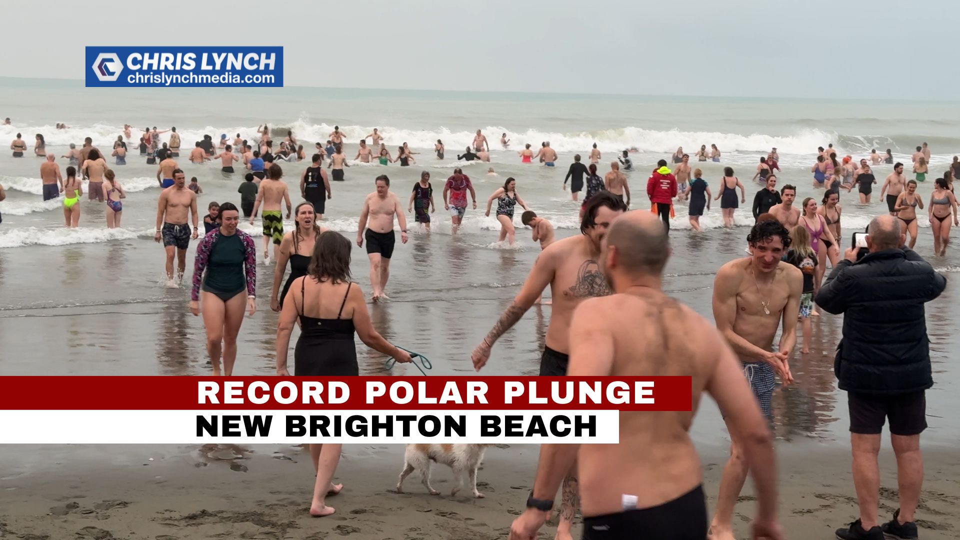 Record crowd takes polar plunge at New Brighton