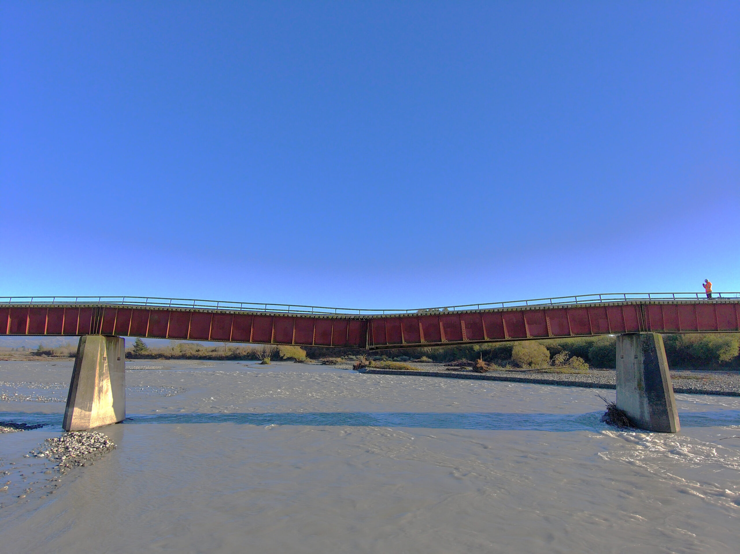 Rangitata rail bridge left open to trains after pier collapsed into flooded river