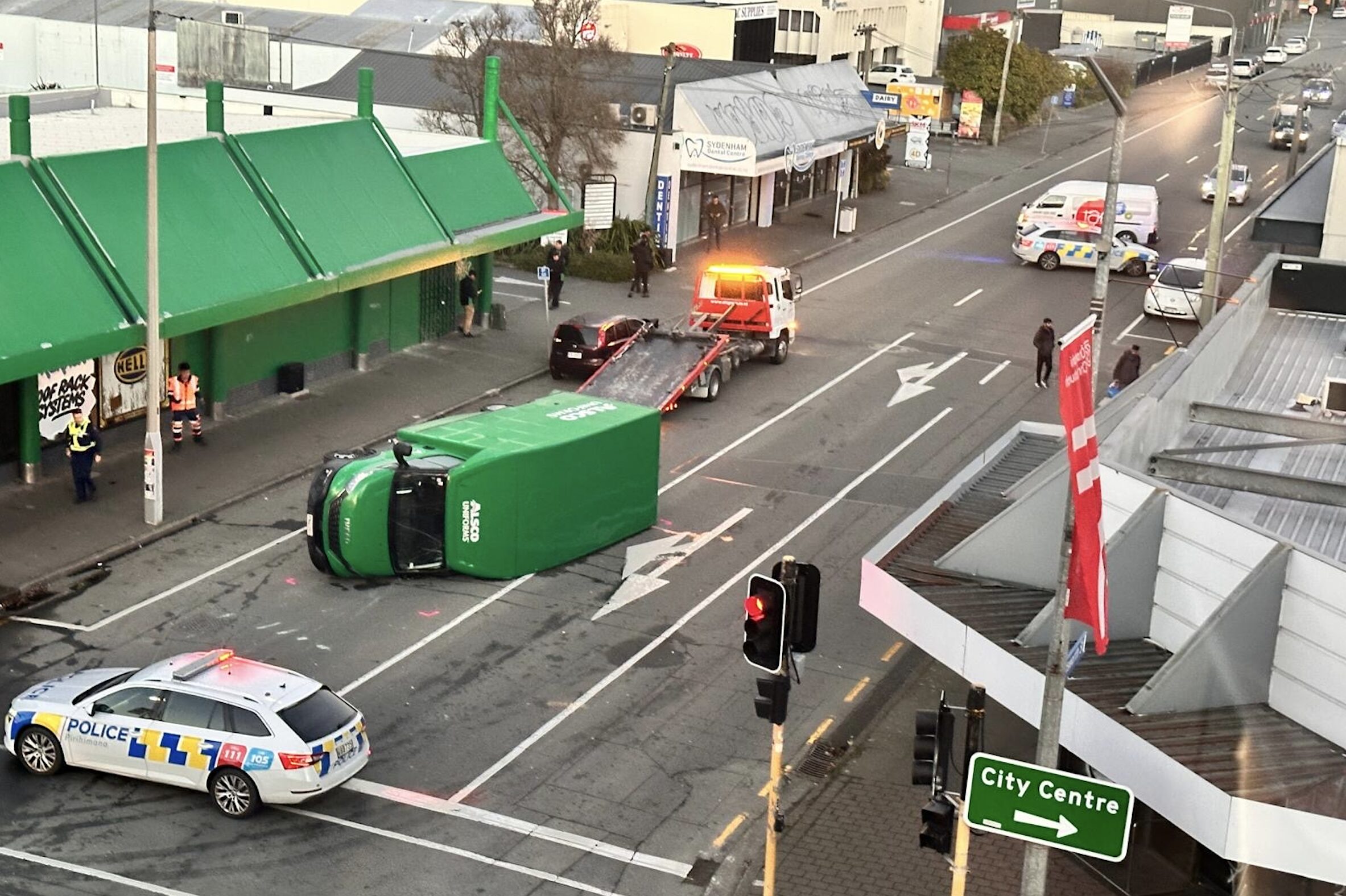 Van driver has lucky escape after Christchurch crash