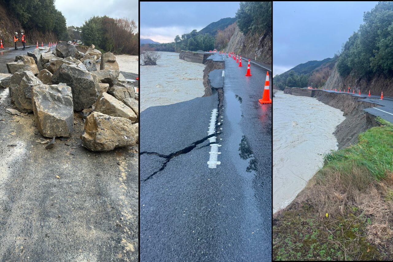 SH1 closure south of Kaikōura continues into long weekend as flood repairs continue