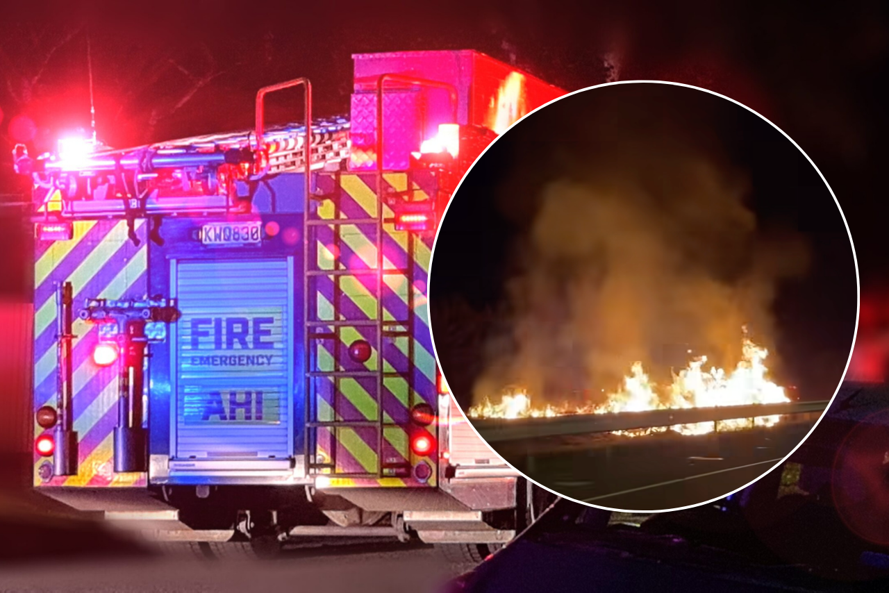 Crews remain at Kaiapoi vegetation fire as smoke visible from motorway