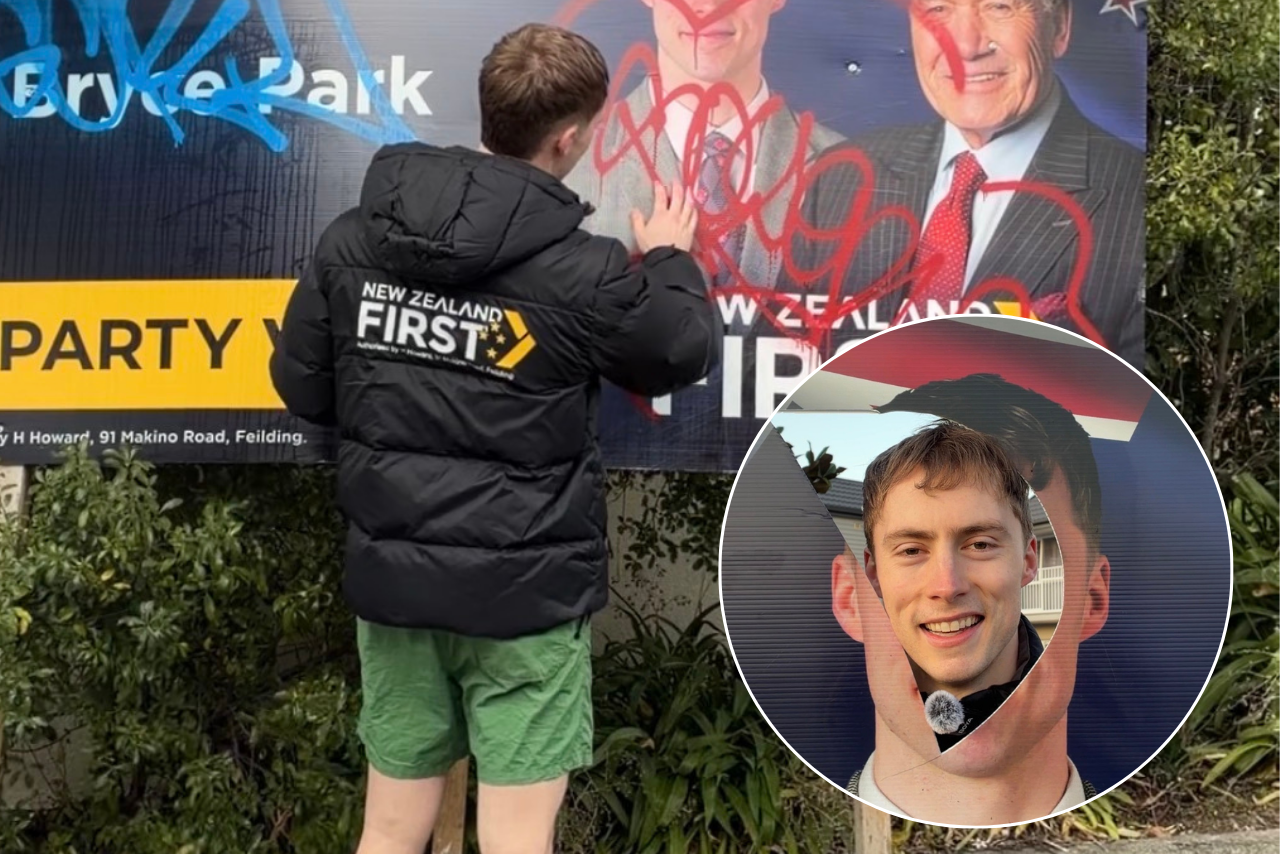 Bryce Park sees funny side as vandals keep cutting him out of election signs