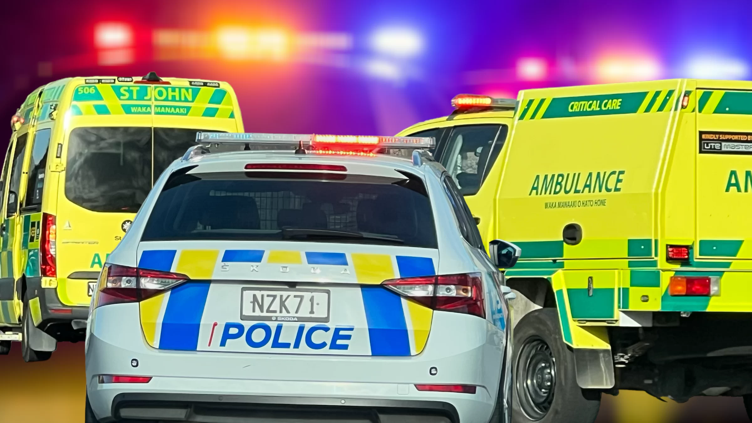 Police car and rapid-response ambulace