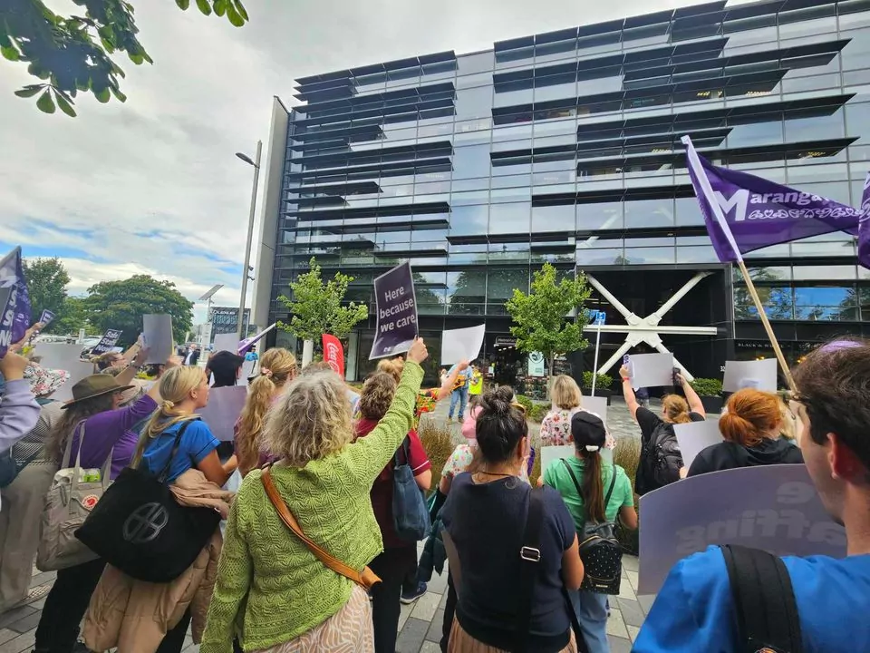 Nurses strike outside Health New Zealand's Corporate offices in Christchurch / supplied