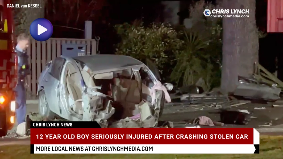 12 year old boy seriously injured after crashing stolen car in Burnside