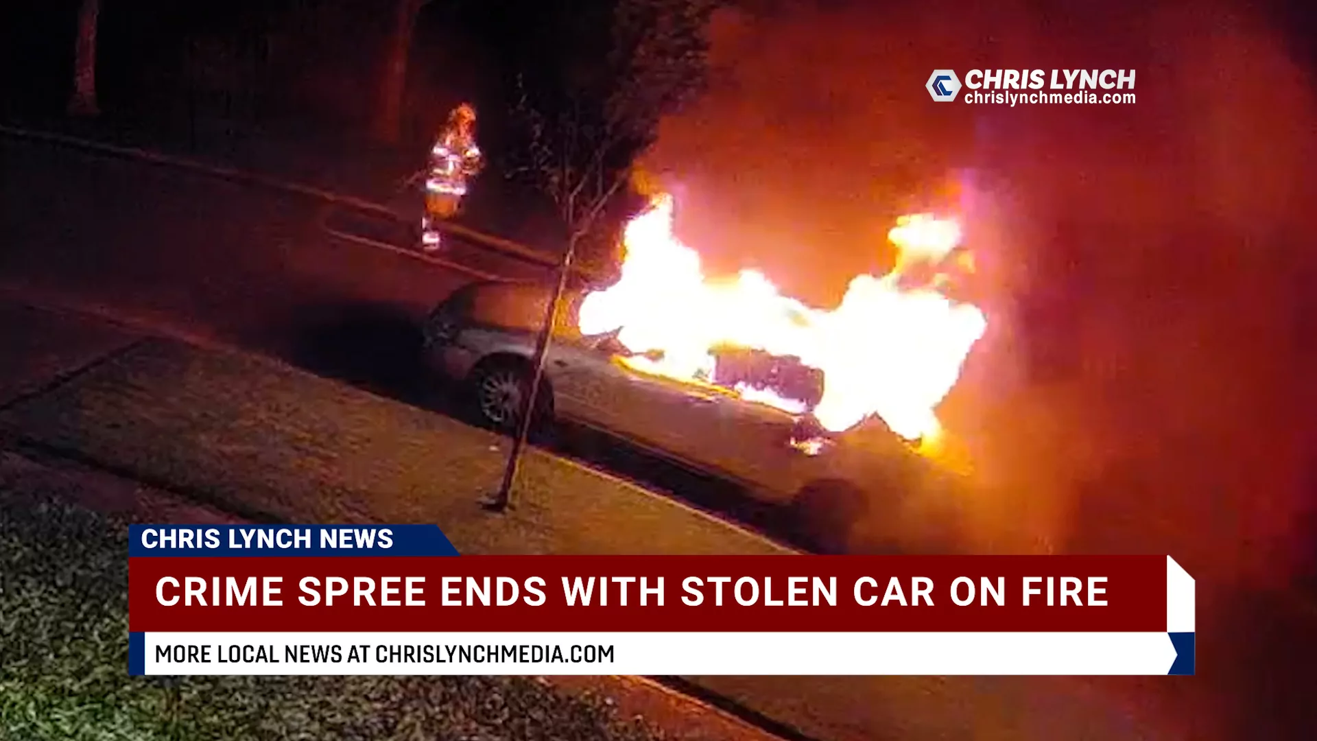 Crime spree ends with stolen car on fire in Christchurch