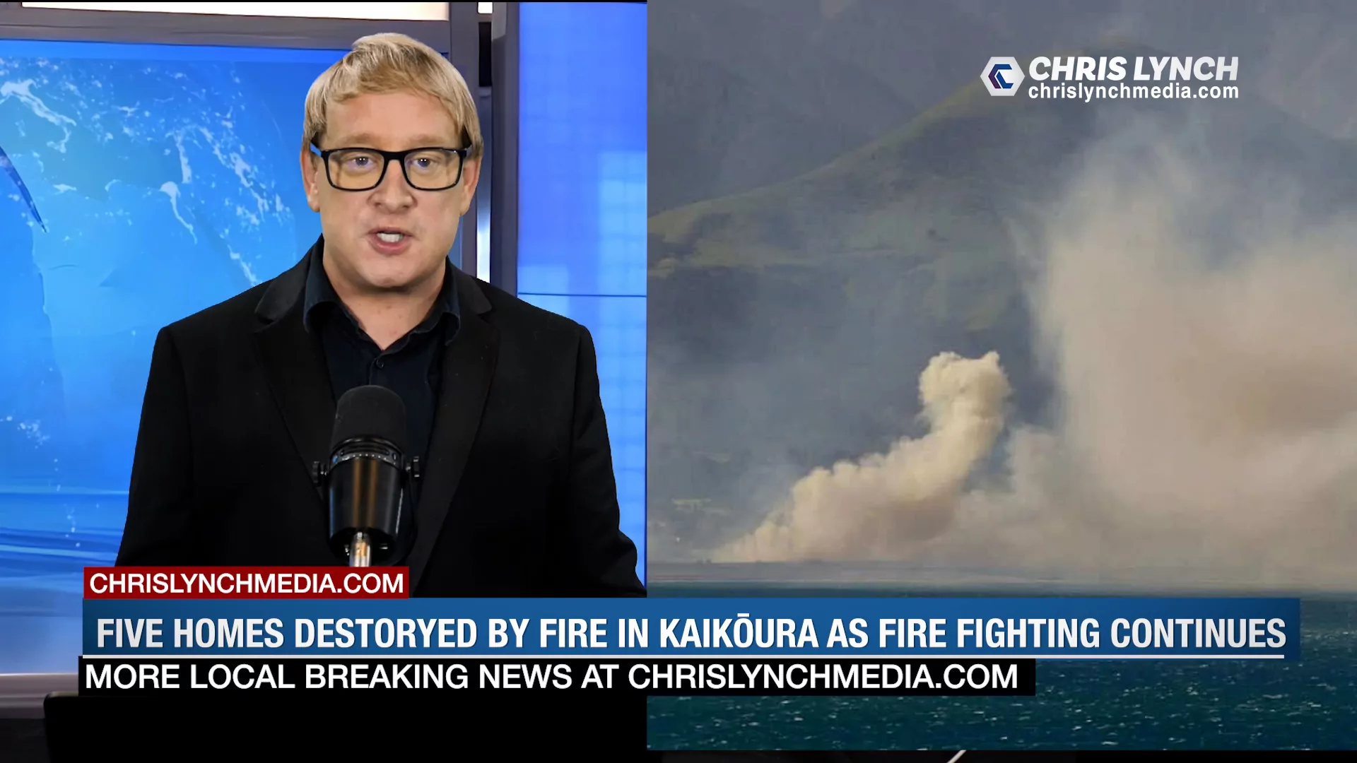 Fourteen structures, including five homes destroyed by fire in Kaikōura