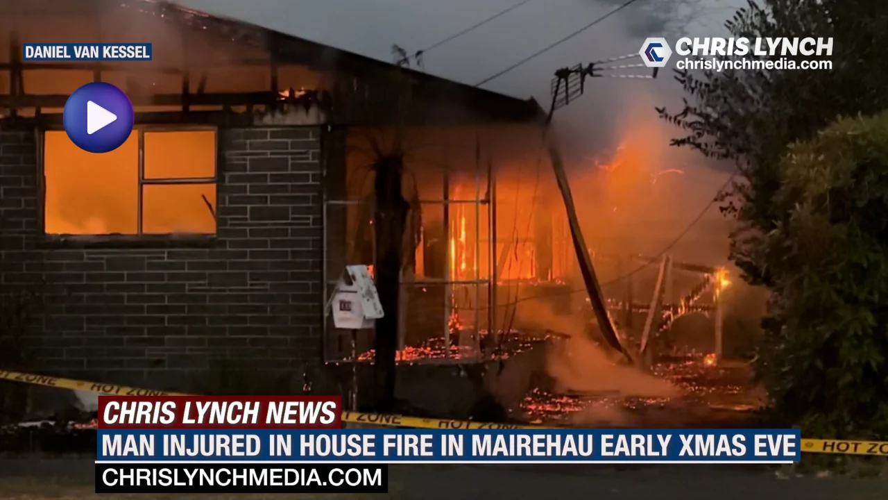 Man taken to hospital after house destroyed by fire in Christchurch