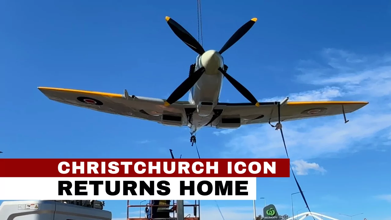 Christchurch’s beloved Spitfire soars back into place just in time for ANZAC Day